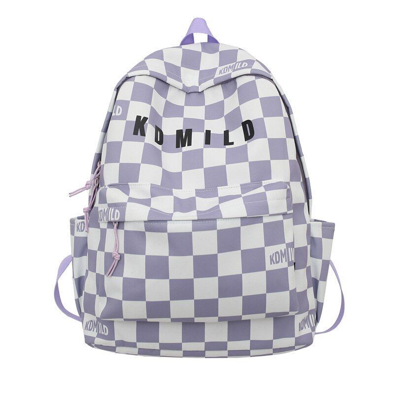 Backpack Large Students Schoolbag Stripe Style Fashionable Waterproof Polyester