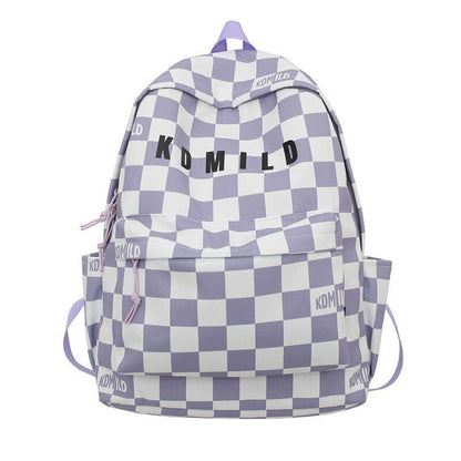 Backpack Large Students Schoolbag Stripe Style Fashionable Waterproof Polyester
