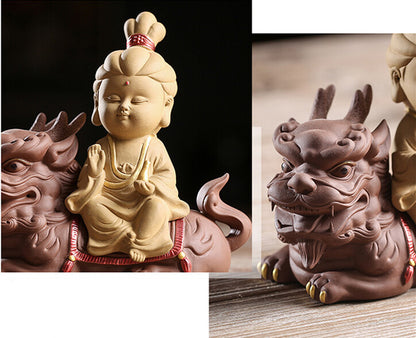 China Artware Yixing Zisha Tea Pet Buddha Statue Avalokitesvara Bodhisattva New