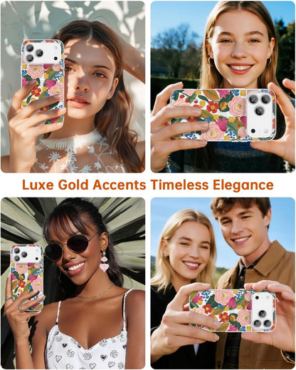 for Iphone 17 Pro Case [Compatible with Magsafe] with Camellia Blossom Floral De