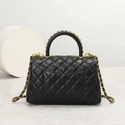 19/23/29 Quilted Sheepskin Leather Small Flap Purse Tote Clutch Handbag w/ Chain