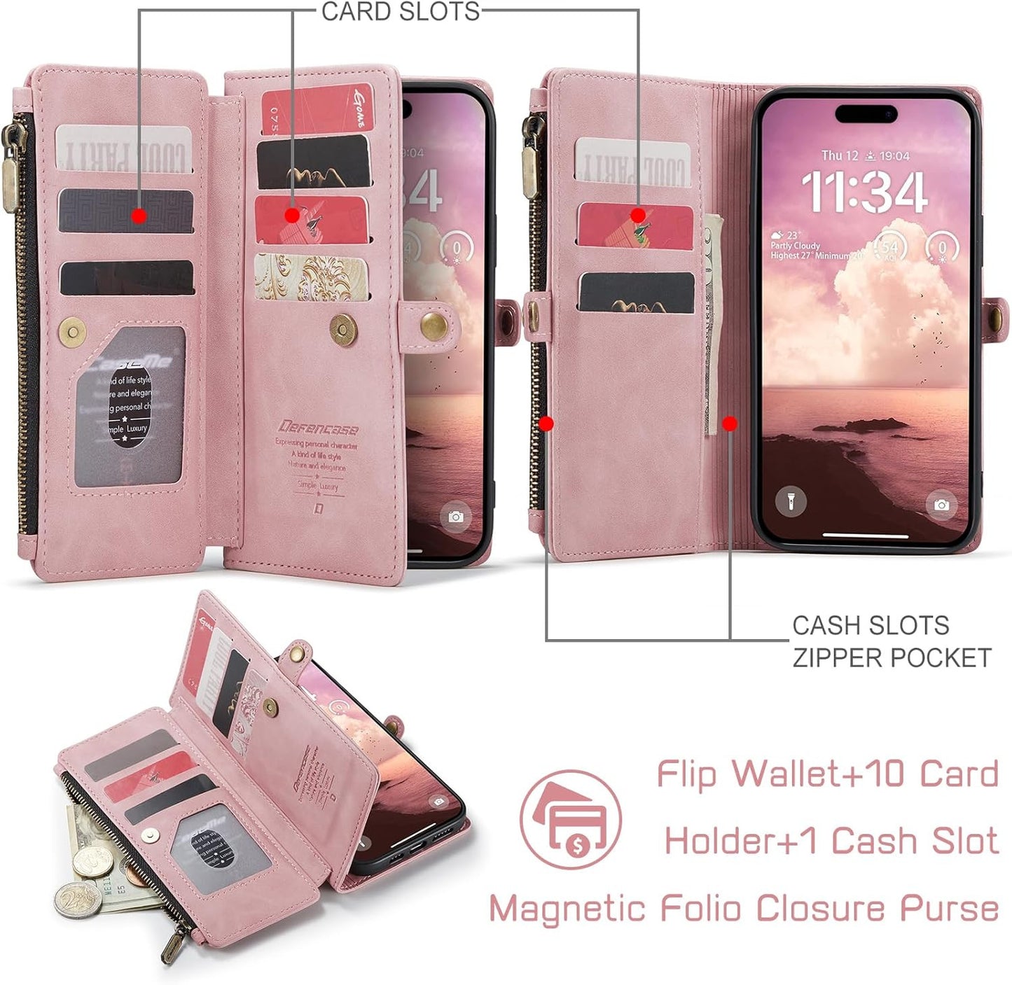 for Iphone 17 Pro Max Case Wallet with RFID Blocking Card Holder for Women and M