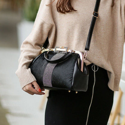 Vintage Fashion Shell Lock Bag Shoulder Crossbody Velvet Totes Handbags Purses