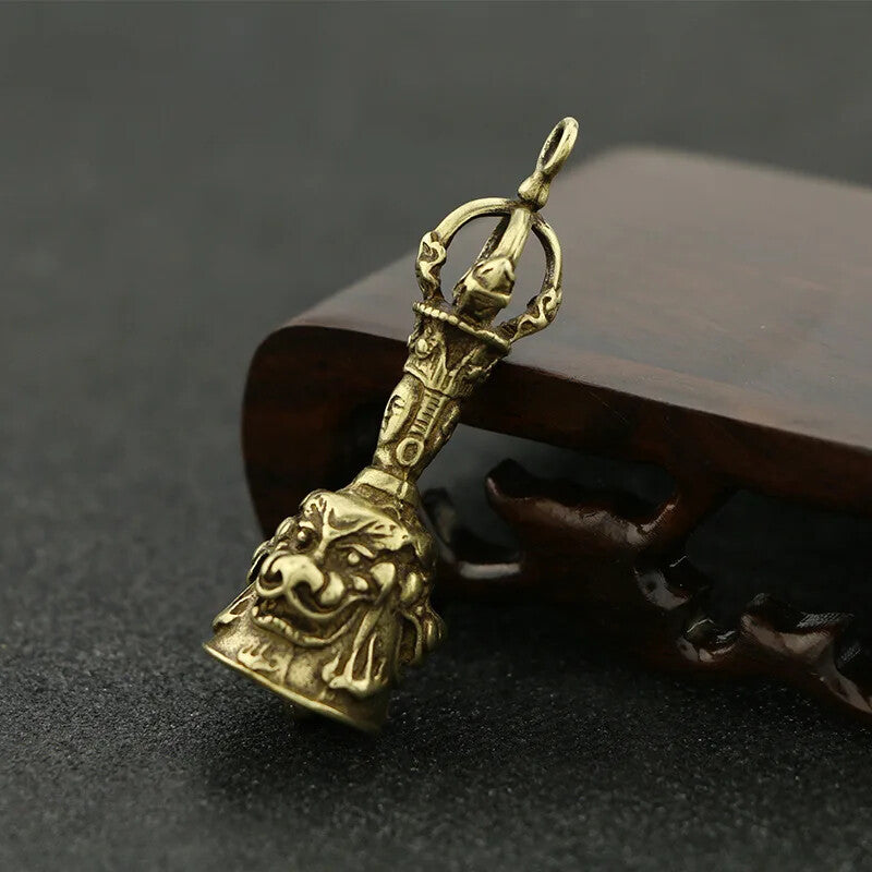 Sanshi Pure Copper Bell Rattle Buddhist Sutra Supplies Vajra Law Bell Brass Key