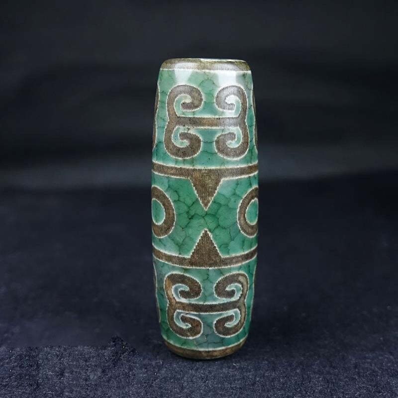 14*40MM Collect Tibetan Style Old Agate Three Eyes Ruyi Grain Dzi Bead Pendant