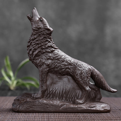Wolf Statue Small Size House Warming Gift Purple Clay Tea Pet Chinese Tea Play
