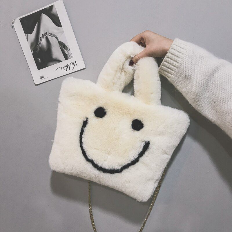 Women Handbag Buckle Shoulder Bag Cute Soft Ladies Faux Fur Bag Party Little 1PC