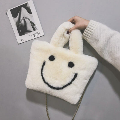 Women Handbag Buckle Shoulder Bag Cute Soft Ladies Faux Fur Bag Party Little 1PC