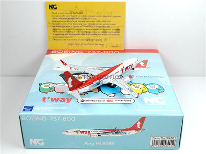 NG Models t'way Air for Boeing B737-800 HL8086 1:400 Aircraft Pre-built Model