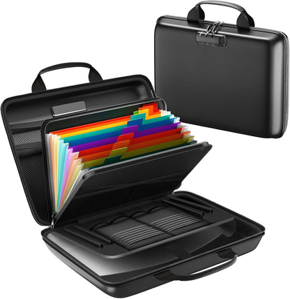 Fireproof Document Box Hard Case Fireproof File Organizer with Lock 13 Pocket