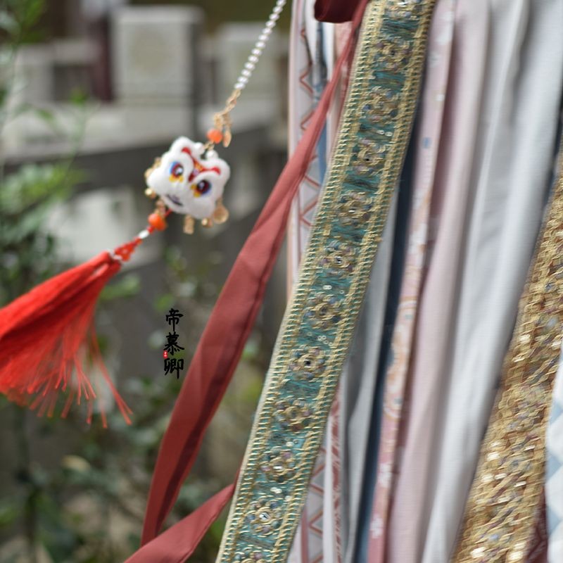 Chinese Lion Dance Waist Pendant - Tassel Car Bag Charm Handmade