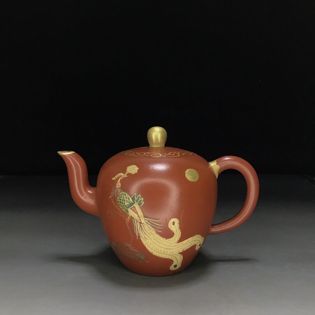 vintage chinese yixing purple clay teapot zisha ceremony carving Collectible art
