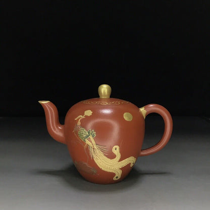 vintage chinese yixing purple clay teapot zisha ceremony carving Collectible art