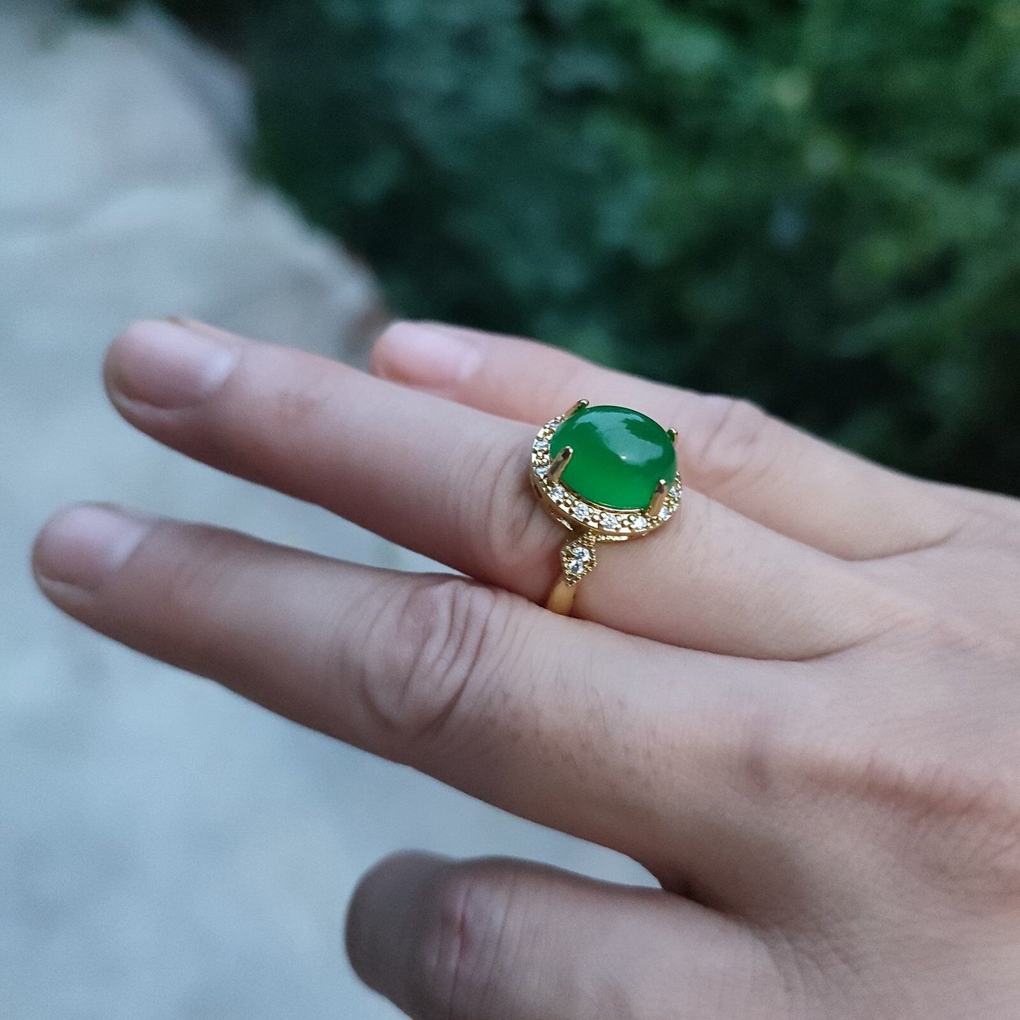 Rings Men Women Jewellery Gift Adjustable Dimension Metallic Artificial green