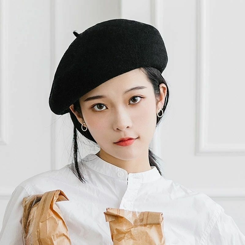 French Beret Caps Winter Warm Street Style Cap Wool Warm Beanie Hat Caps Hiking