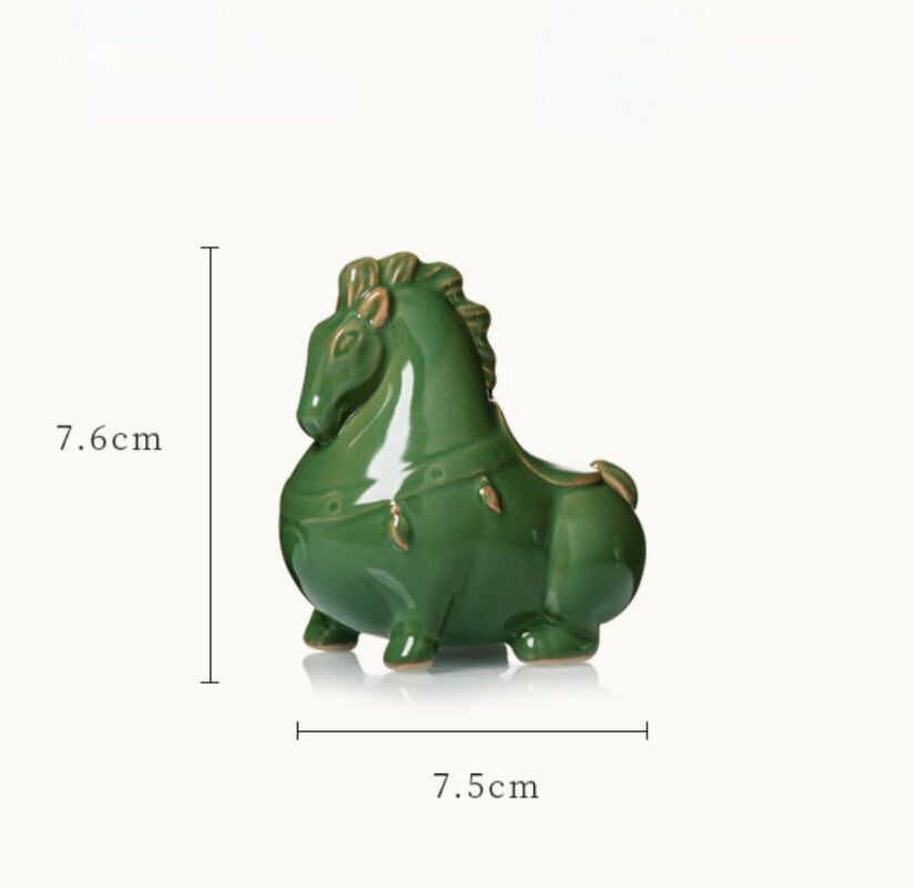 Ruyao Ceramic Green Horse Tea Pet Decoration Tea Play Creative Tea Ceremony