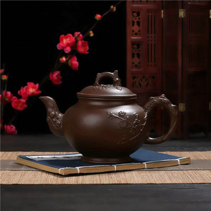 750ml Yixing Zisha Clay Pottery Tea Pot Teapot Flowers Handmade Large Clay Pot
