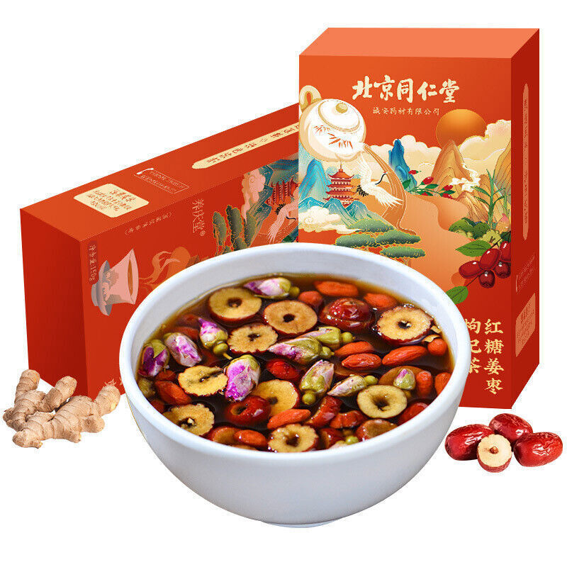 Brown Sugar Ginger Jujube Wolfberry Tea 同仁堂红糖姜枣枸杞茶养生姜茶 滋补调理 入口醇香 150g