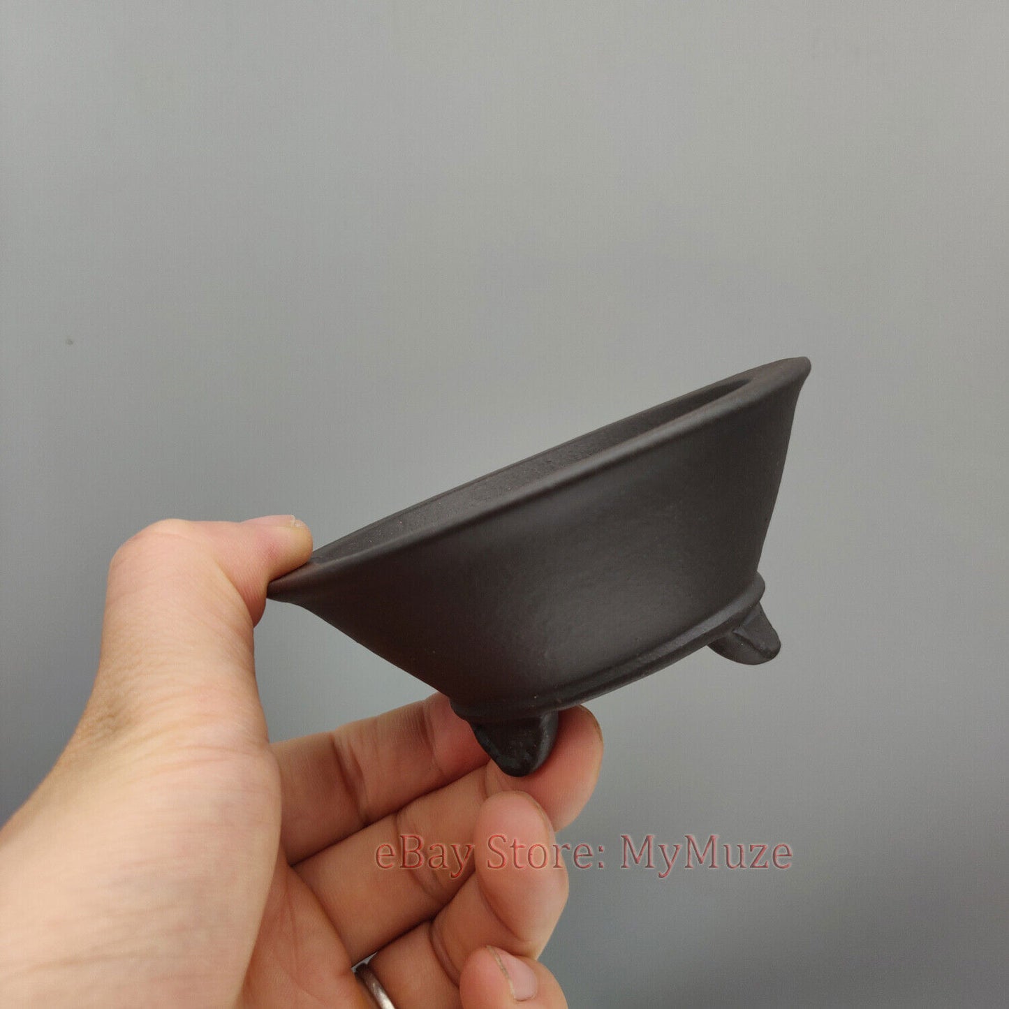 Small Round Chinese Yixing Zisha Mame Bonsai Pot 9.7x9.7x4.3cm