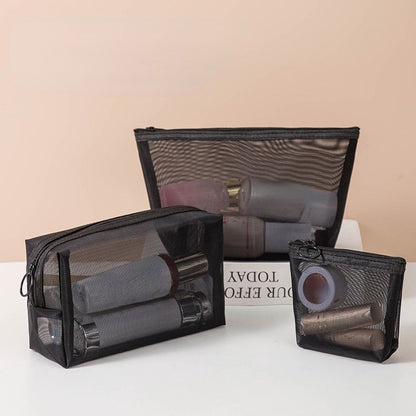 Women Mesh Transparent Cosmetic Bag Small Large Clear Black Makeup Bag Traveling