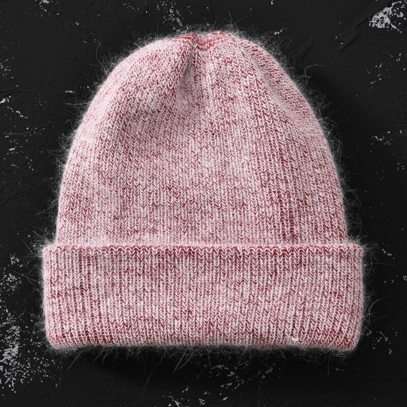 Hat Women Cashmere Knitted Beanies Thick Warm Wool Angora Beanie Polyester Solid