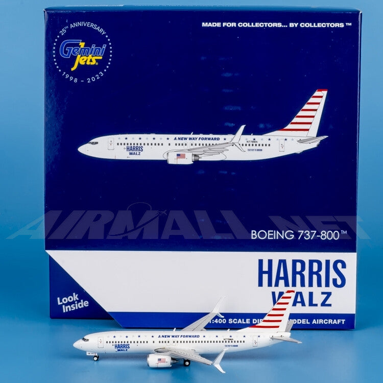 1:400 GeminiJets Harris-Walz Campaign Plane B737-800 Diecast Aircraft Model