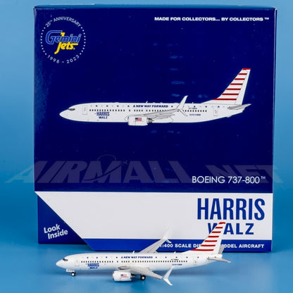1:400 GeminiJets Harris-Walz Campaign Plane B737-800 Diecast Aircraft Model