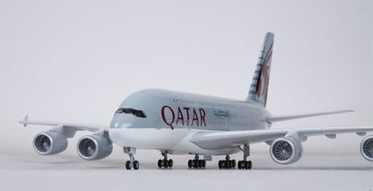 46CM 1:160 QATAR AIRBUS A380 Passenger Plane Landing Gear Resin Aircraft Model