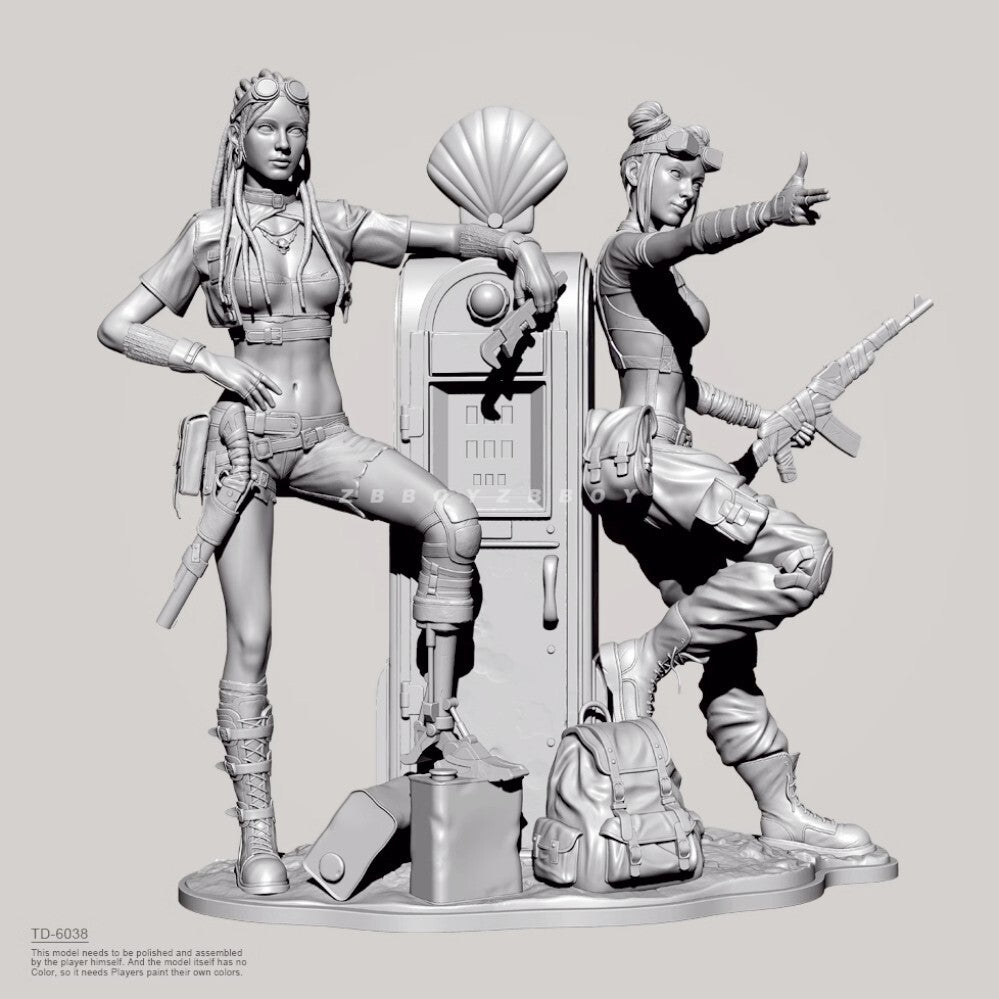 1/35 resin figure model Twin sisters in competitive battlefield 3D Printing