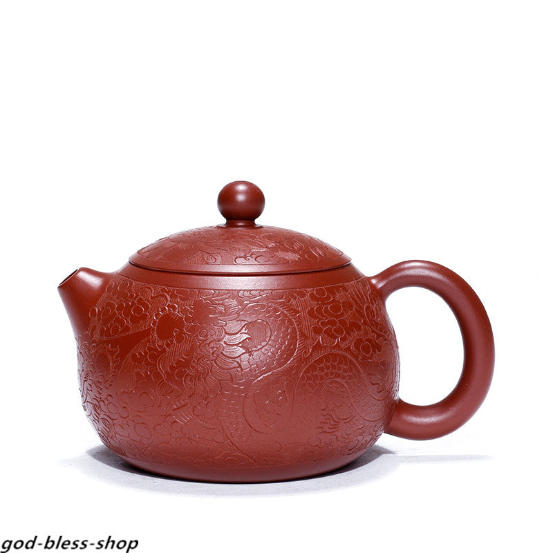 Real Yixing Zisha Tea Pot Dahongpao Clay Pot Ball Shaped Infuser Holes Carved