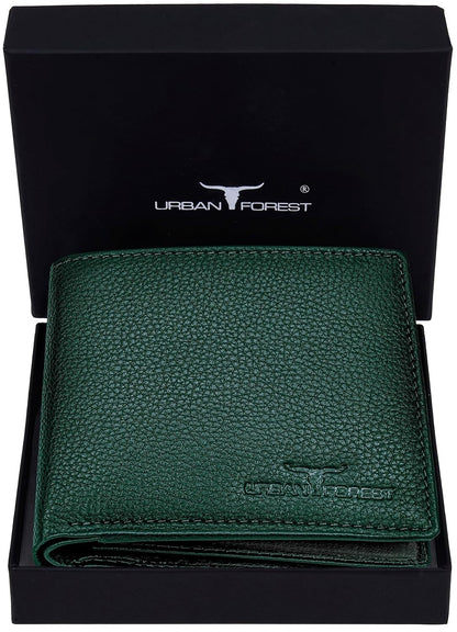 New Green Bi-Fold Leather Men's Wallet RFID Protection Gift Item