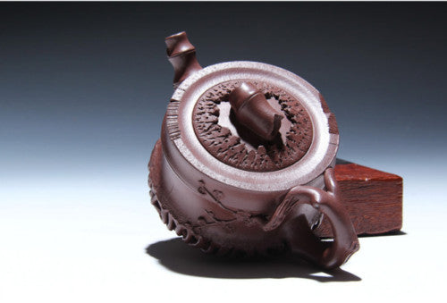 Yixing Zisha Purple Clay Mud Pottery Handmadebamboo Root 290ml Tea Pot Teapot