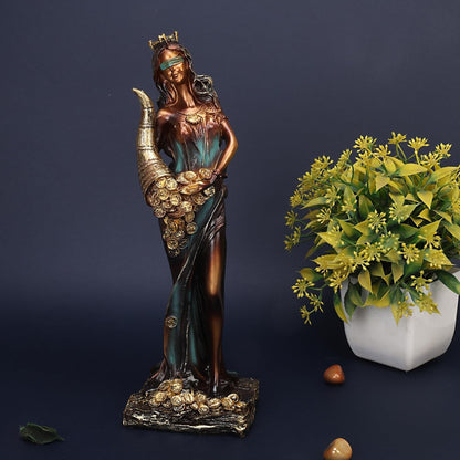 Fortuna Roman Goddess of Good Luck Fortune Tyche Statue Figurine Idol 11 Inch