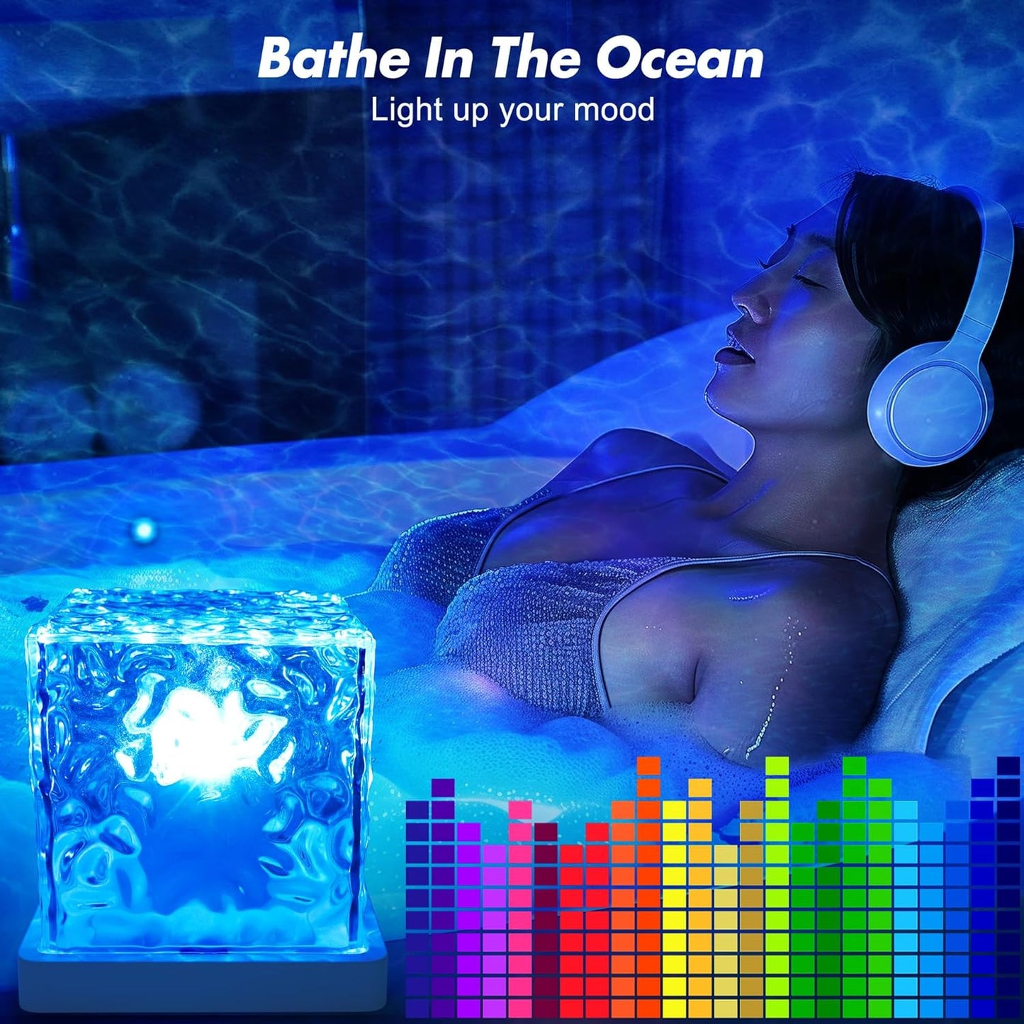 2 Pack Rechargeable Shower Light for inside Shower, 16 Color Changeable Waterpro