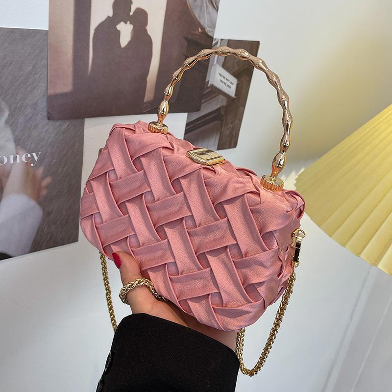 Small Tote Bag With Metal Portable Chain Women's Handbag Shoulder Bag