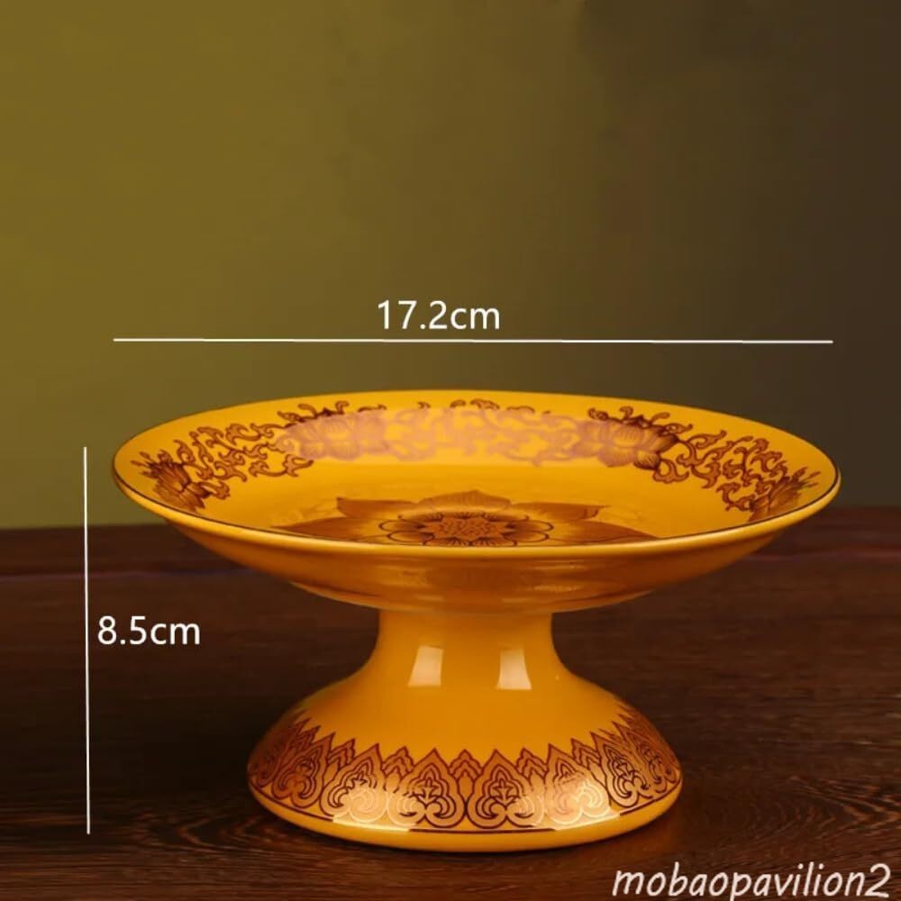 17cm Traditional Buddhism Ceramics Craft Fruit Dish Home Decoration