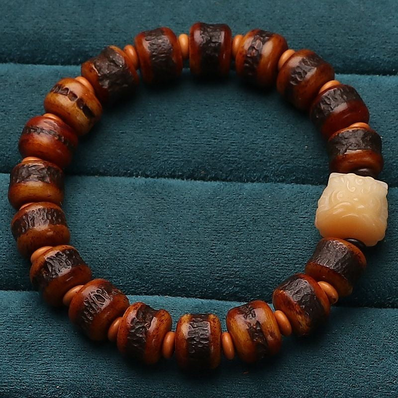 Natural Tibetan Style Beads Bracelet 12mm Single Strand Prayer Beads Wrist Mala