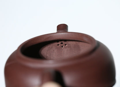 Handmade Tea Pot Marked Yixing Zisha Purple Grit Clay Pot Marked 7 Infuser Holes