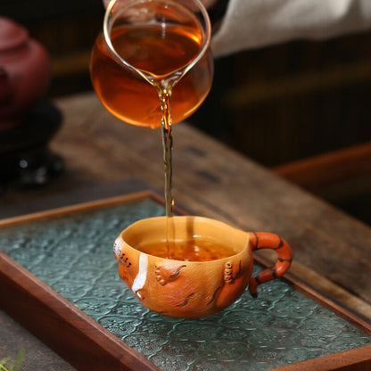 Handmade Tea Cup Tiger Design Real Yixing Zisha Clay Master Cup With Handle New