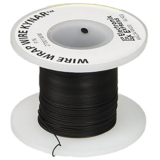 100 Feet Black 30 Gauge Solid Kynar Wire Wrap, PVDF Insulated Tinned Copper