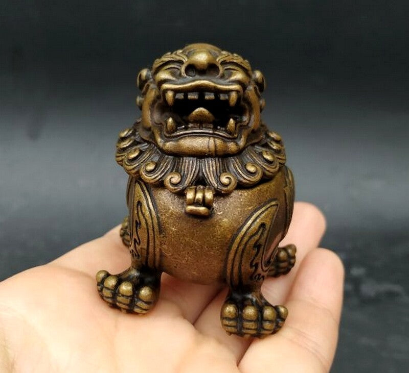 Chinese Brass Pi Xiu Statue Incense Burner Holder Decor