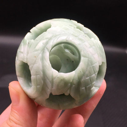 Natural Xiu Jade Quartz Carved Exquisite ball&Stand Healing Reiki Decoration 1PC