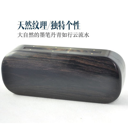 Ebony Wood Glasses Case 163x68mm Soft Lined Hard Sunglasses Storage Box
