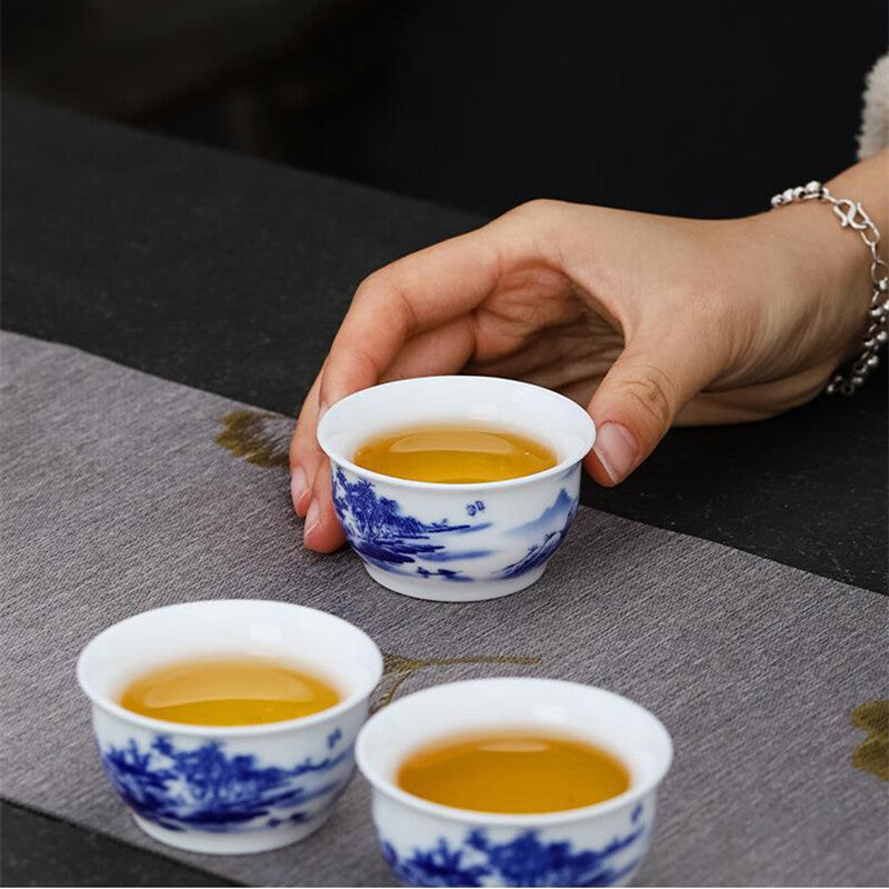 Blue-and-white Porcelain Tea Set Chinese Ceramic Tea Pot Gaiwan Matching Tea Cup