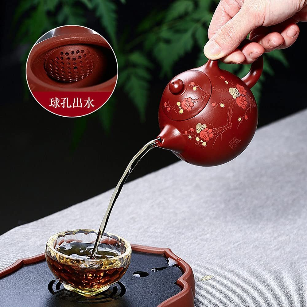 210ml Purple Clay Tea Pot Dahongpao Plum Blossom Pattern Kettle Kung Fu Tea Set