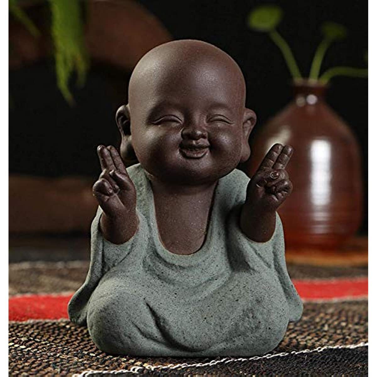Kingzhuo Mini Ceramic Buddha Statue Cute Monk Figurine Creative Home Decor Gift
