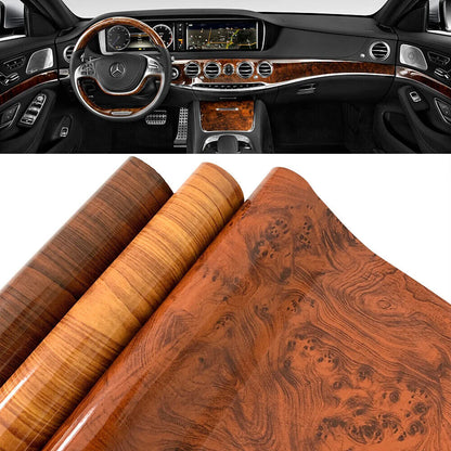 Car Sticker Vinyl Wood Grain Textured Self-Adhesive Wrap Internal Wallpaper Film