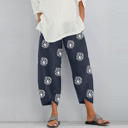 Trousers Pants Harem Elastic Waist Baggy Cotton Summer Linen Casual Wome /