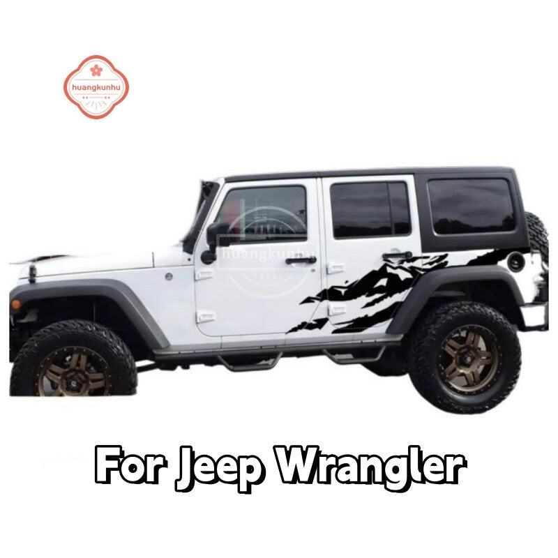 For Jeep Wrangler Rubicon Sahara Side Door Decals Graphics Mountain Car Sticker