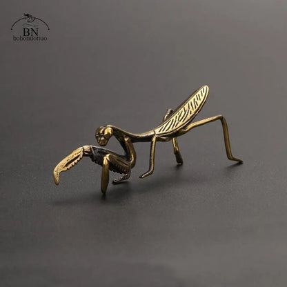 Copper Mantis Miniature Ornament Tea Pet Solid Insect Figurine Decoration Decor